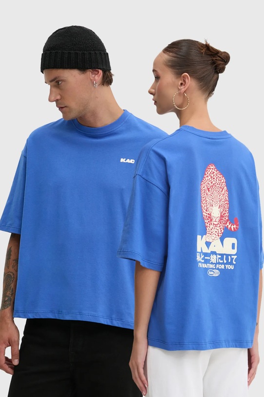 Kaotiko t-shirt bawełniany nadruk niebieski AP007.01.G002