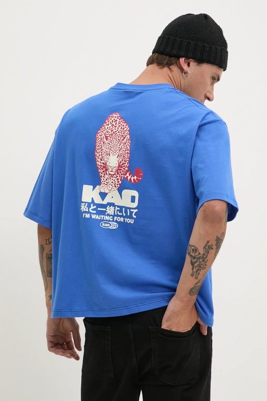 Kaotiko tricou din bumbac AP007.01.G002 albastru AW24