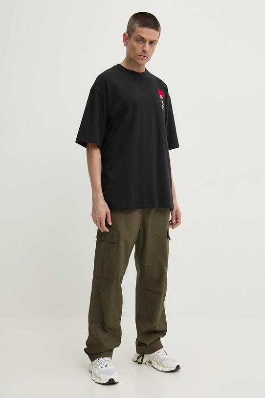 Bavlněné tričko Kaotiko AP005.01.G002 černá AW24