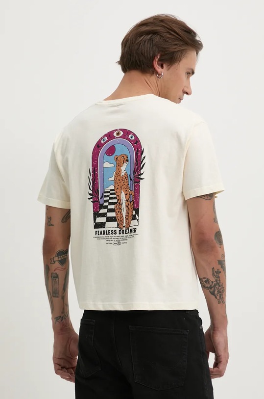 Bavlnené tričko Kaotiko AP012.01.M002 béžová AW24