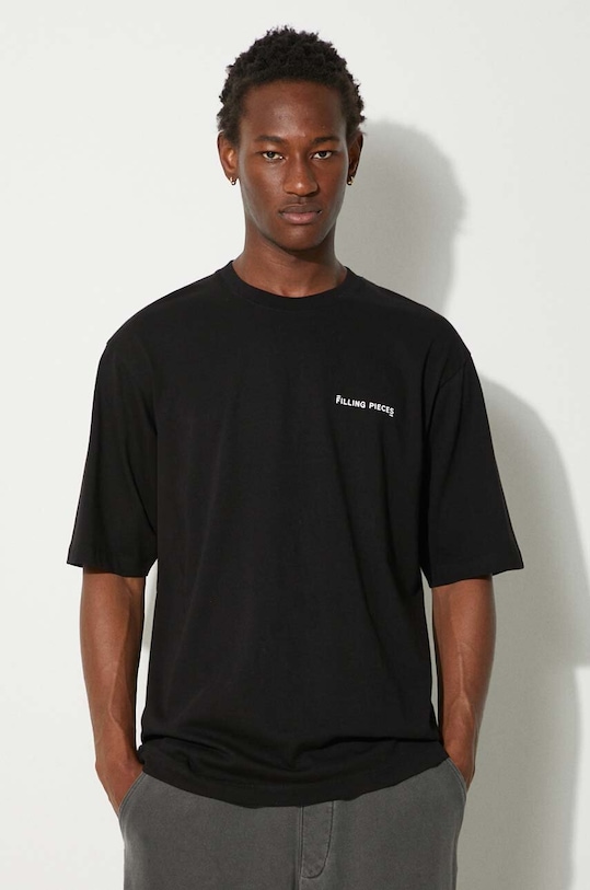 Бавовняна футболка Filling Pieces Boxy 74413781861 чорний AW24
