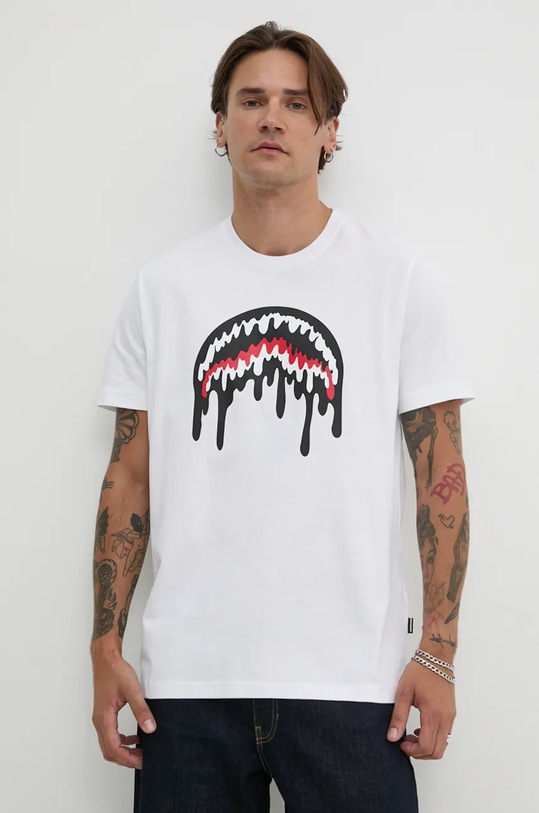 Sprayground tricou din bumbac SP290 alb AW24