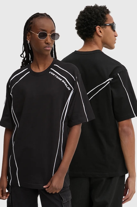 Vertere Berlin tricou din bumbac cu modele negru VER.T264