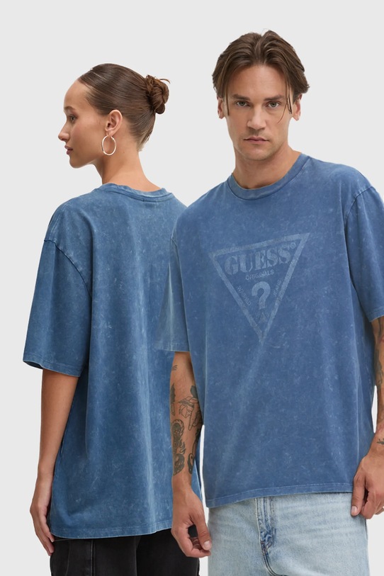 Bavlnené tričko Guess Originals relaxed modrá M4BI13.K8FQ4