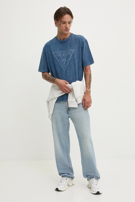 Bavlnené tričko Guess Originals modrá M4BI13.K8FQ4