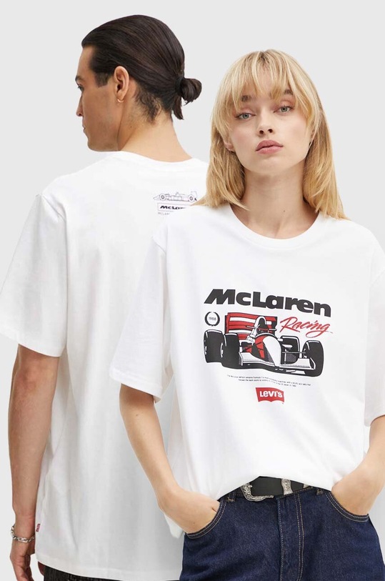 Levi's t-shirt bawełniany Levi’s x McLaren nadruk biały A8991.0000
