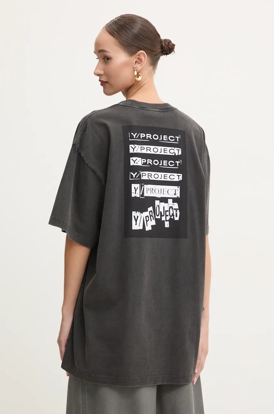 Clothing Y/Project cotton t-shirt ROCK BAND PRINT PINCHED LOGO T-SHIRT 204TS020 gray