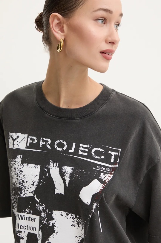 Y/Project cotton t-shirt ROCK BAND PRINT PINCHED LOGO T-SHIRT 204TS020