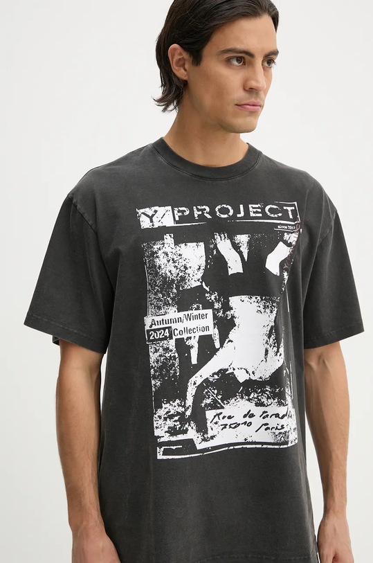 Y/Project cotton t-shirt ROCK BAND PRINT PINCHED LOGO T-SHIRT 204TS020
