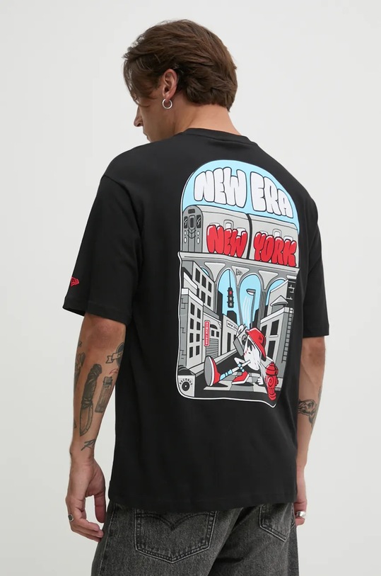 Bavlněné tričko New Era potisk černá 60564865