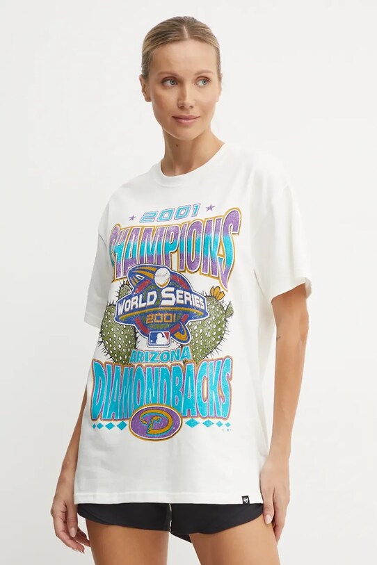 Odzież 47 brand t-shirt bawełniany MLB Arizona Diamondbacks BU029TMYIHQ632880SS beżowy