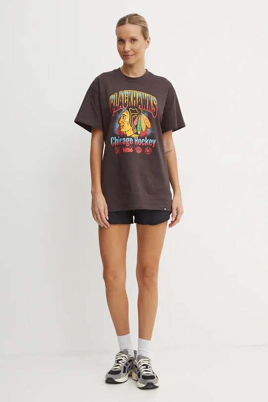 Бавовняна футболка 47 brand NHL Chicago Blackhawks HH004TMYIHQ620699C9 сірий
