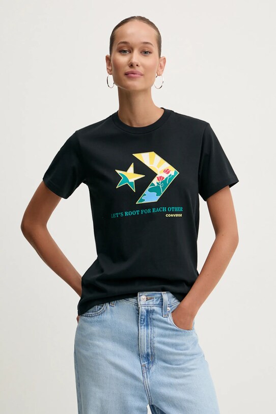 Хлопковая футболка Converse 10025214.A02 чёрный