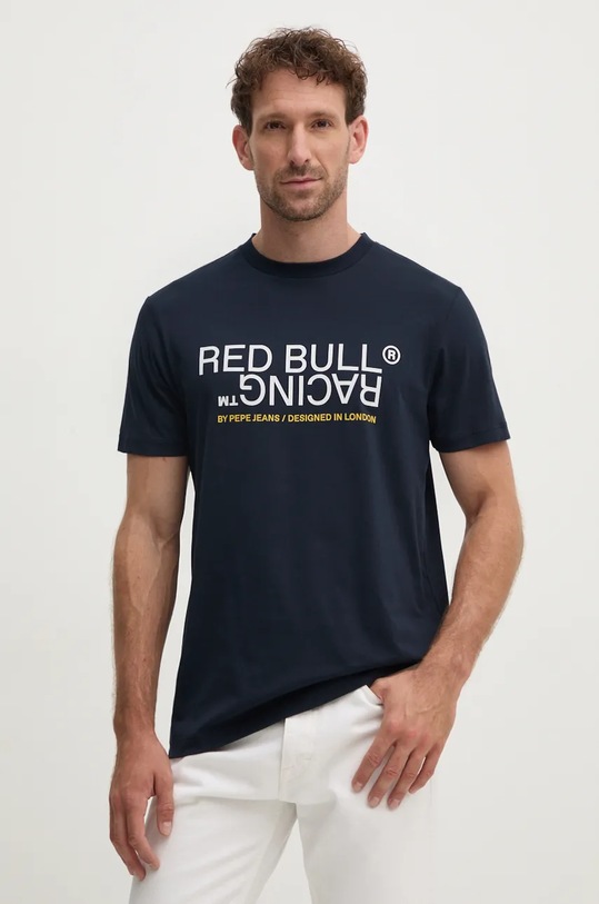 Bavlnené tričko Red Bull Racing x Pepe Jeans tmavomodrá RU500002