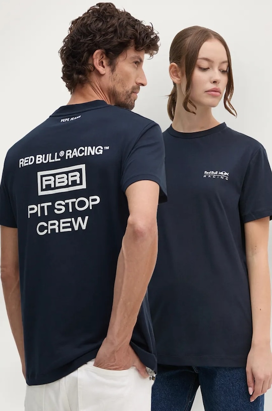 Red Bull Racing x Pepe Jeans t-shirt bawełniany nadruk granatowy RU500003