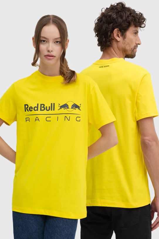 Red Bull Racing x Pepe Jeans t-shirt bawełniany nadruk żółty RU500005