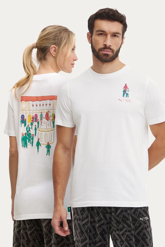 Puma tricou din bumbac PUMA X SQUID GAME print bej 627426