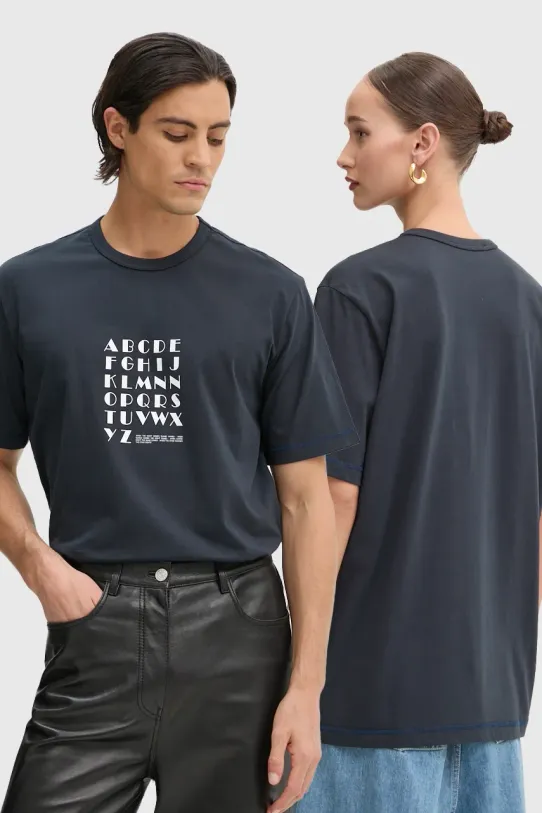 Sunnei t-shirt bawełniany nadruk granatowy RTWXJER016