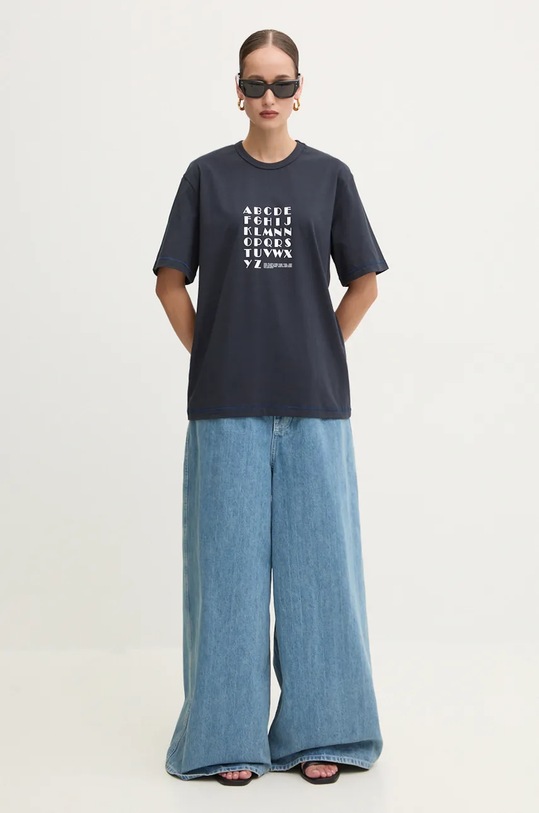 Odzież Sunnei t-shirt bawełniany RTWXJER016 granatowy