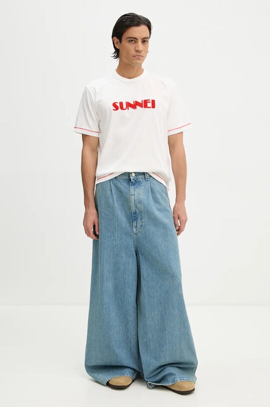 Памучна тениска Sunnei RTWXJER020 бял AW24