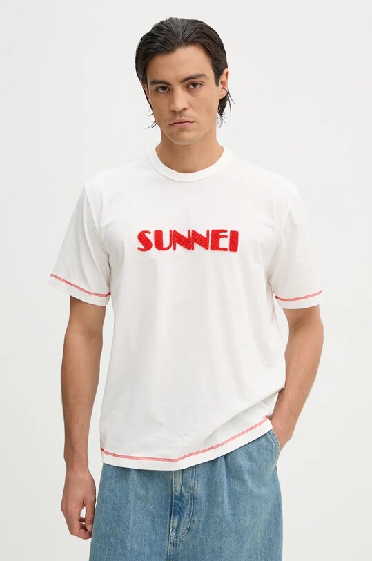 Памучна тениска Sunnei RTWXJER020 бял
