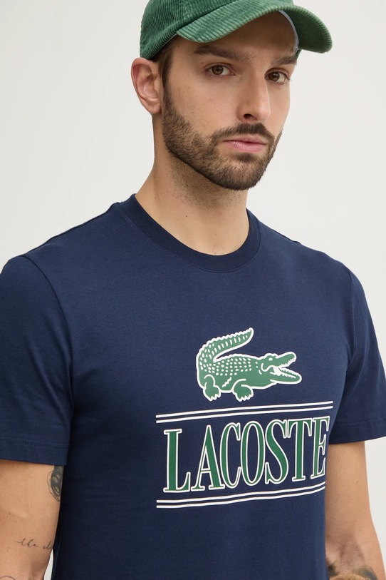Bavlněné tričko Lacoste TH1218 námořnická modř AW24