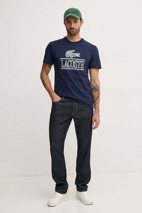 Bavlněné tričko Lacoste námořnická modř TH1218