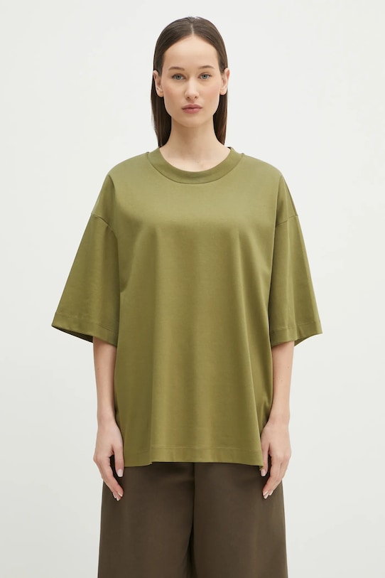 Βαμβακερό μπλουζάκι Pangaia 10002012 πράσινο AW24