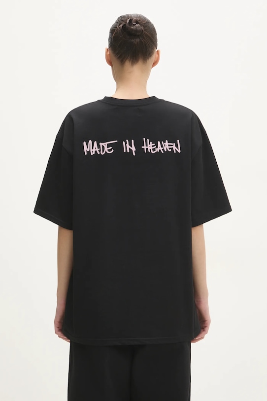 Bavlněné tričko Fiorucci Made In Heaven Print hladký černá U01FMTSH102CJ01BK01