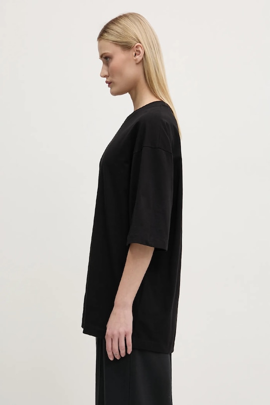 Памучна тениска Filling Pieces Boxy Embroidered черен 74413791861