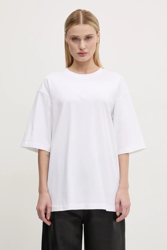 Bavlněné tričko Filling Pieces Boxy Embroidered 74413791901 bílá AW24