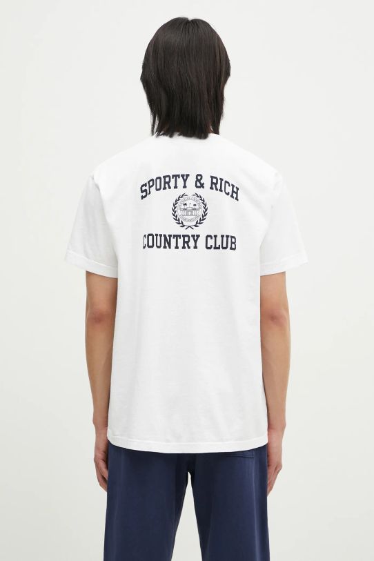 Sporty & Rich tricou din bumbac Varsity Crest TO043516218WH01 alb