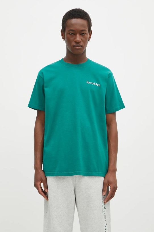 Sporty & Rich cotton t-shirt Health Is Wealth cotton green TO043516300GR03