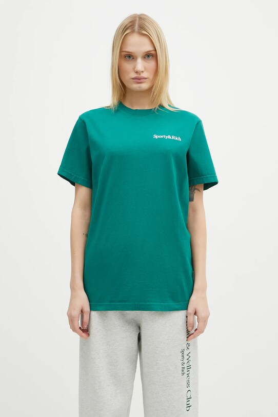 Памучна тениска Sporty & Rich Health Is Wealth TO043516300GR03 зелен AW24