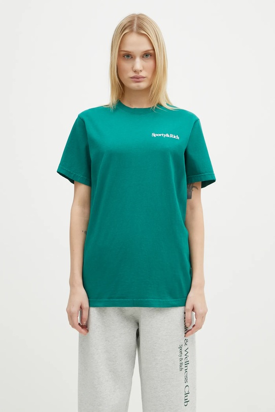 Sporty & Rich cotton t-shirt Health Is Wealth TO043516300GR03 green AW24