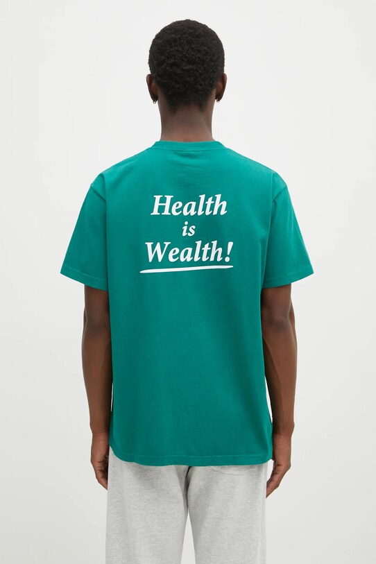 Памучна тениска Sporty & Rich Health Is Wealth TO043516300GR03 зелен