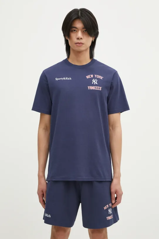 Sporty & Rich t-shirt bawełniany Home Run nadruk granatowy TO043505300BL32