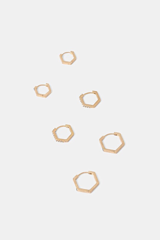 Náušnice AllSaints 3-pak zirkón zlatá 37527083BRS711