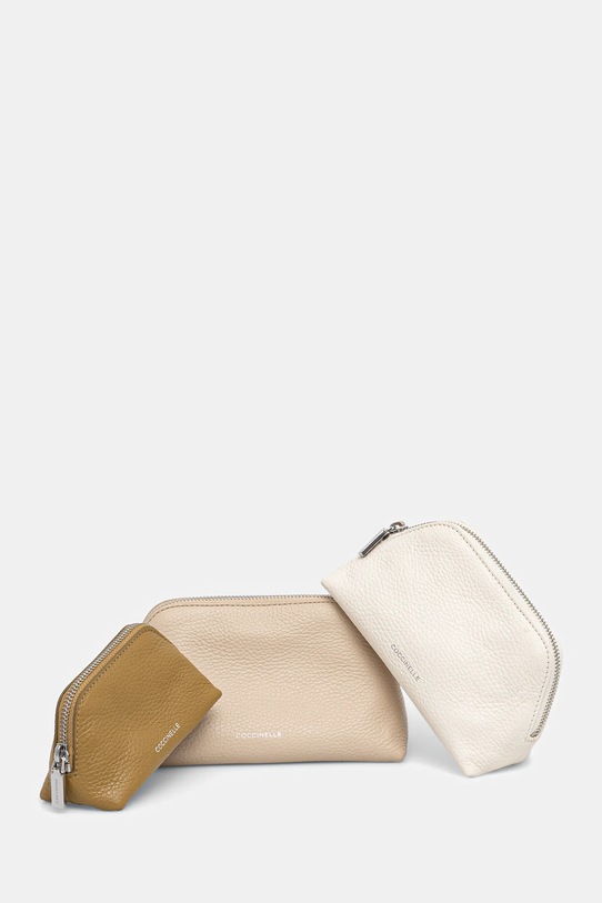 Coccinelle kosmetyczka skórzana 3-pack beżowy E5.TMF.25.04.01