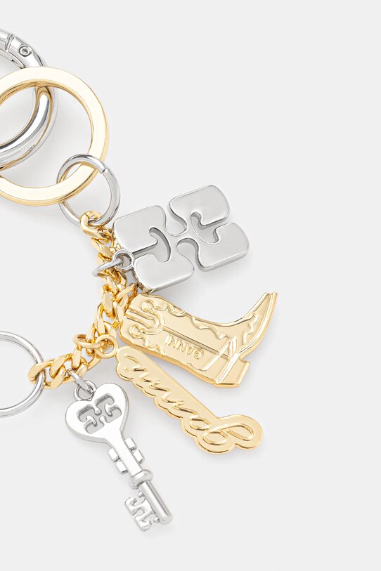 GANNI brelok Ganni Bou Charms Keyring Silver and Gold A6616 szary AW25