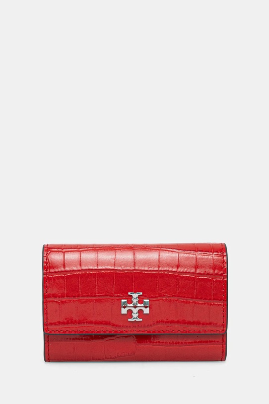 Puzdro na karty Tory Burch Kira Croc Flap Card nášivka červená 174403.600