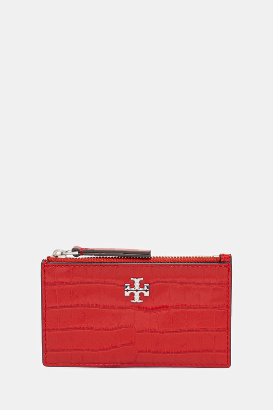 Kožená peňaženka Tory Burch Kira Croc Zip Card usňová koža červená 174546.600