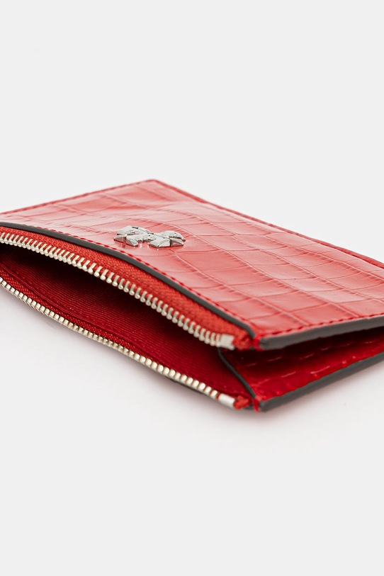 Accesorii Tory Burch portofel de piele Kira Croc Zip Card 174546.600 rosu