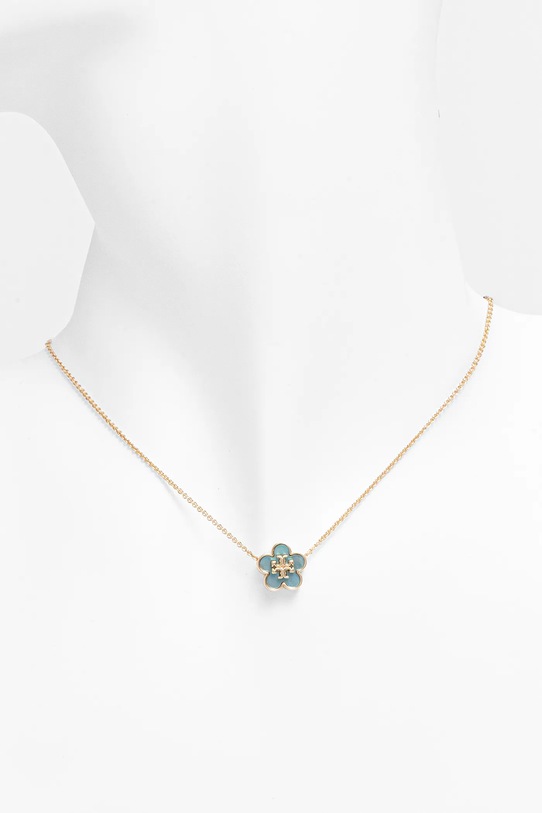 Αξεσουάρ Επιχρυσωμένο κολιέ Tory Burch Kira Flower Pendant 158996.702 χρυσαφί