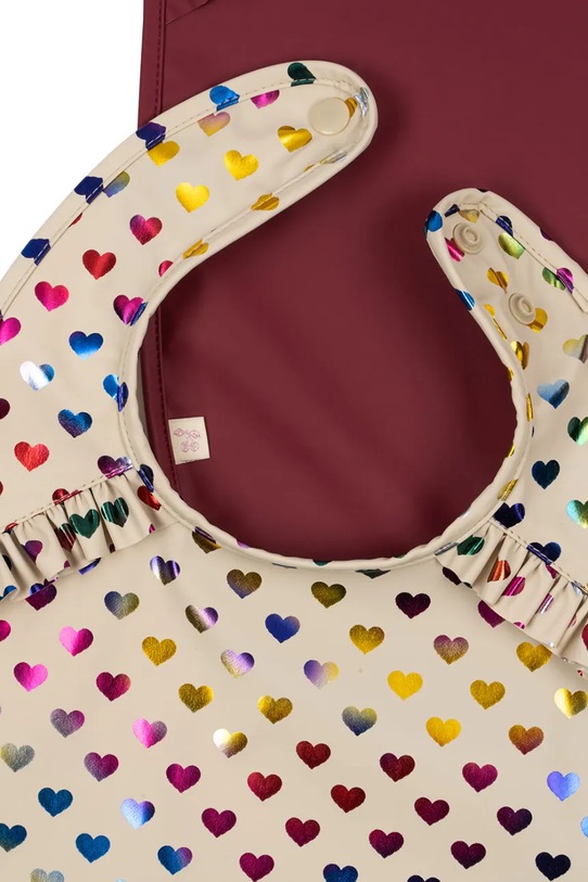 Konges Sløjd bavaglino neonato 2 PACK GLITTER DINNER BIB WITH FRILL pacco da 2 KS103639.9BYA granata AW25