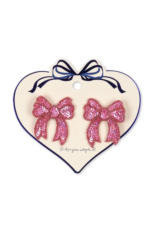 Konges Sløjd spinki do włosów dziecięce 2 PACK SEQUIN BOW HAIR CLIP różowy KS103649.9BYA