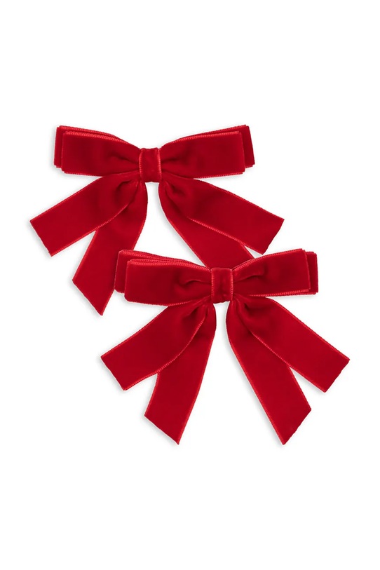 Sponky do vlasů Konges Sløjd 2 PACK VELVET DOUBLE BOW HAIR CLIPS 2-pack KS104185.9BYA červená AW25