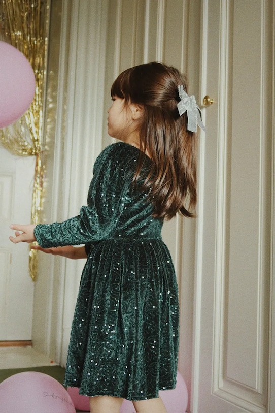 Konges Sløjd spinka do włosów GLITTER VELVET DOUBLE BOW HAIR BARRETTE niebieski KS104309.9BYA