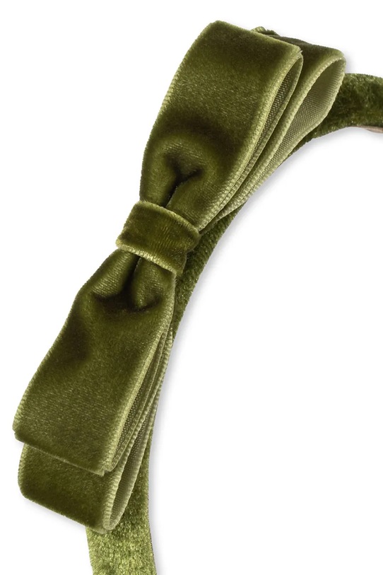 Dziewczynka Konges Sløjd opaska do włosów dziecięca VELVET BOW HAIRBRACE KS104462.9BYA zielony