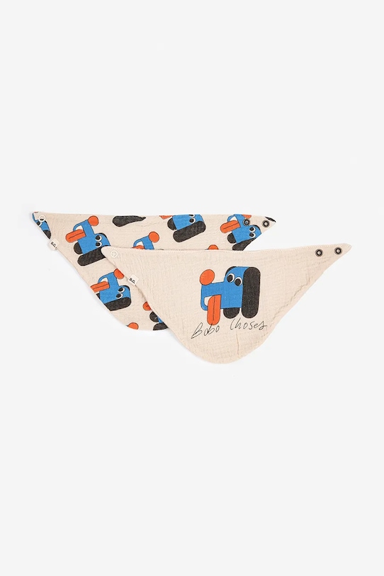Oboustranný dětský bryndáček Bobo Choses Doggy Mate 2-pack Kojenecký výrobek béžová 225AH017